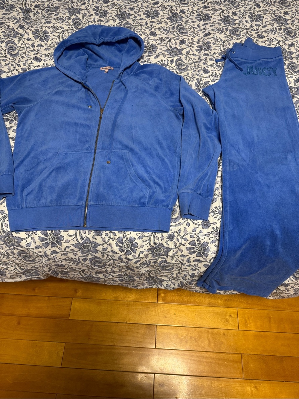 Juicy Couture Royal Blue Velour Zip Hoodie & Pants Set